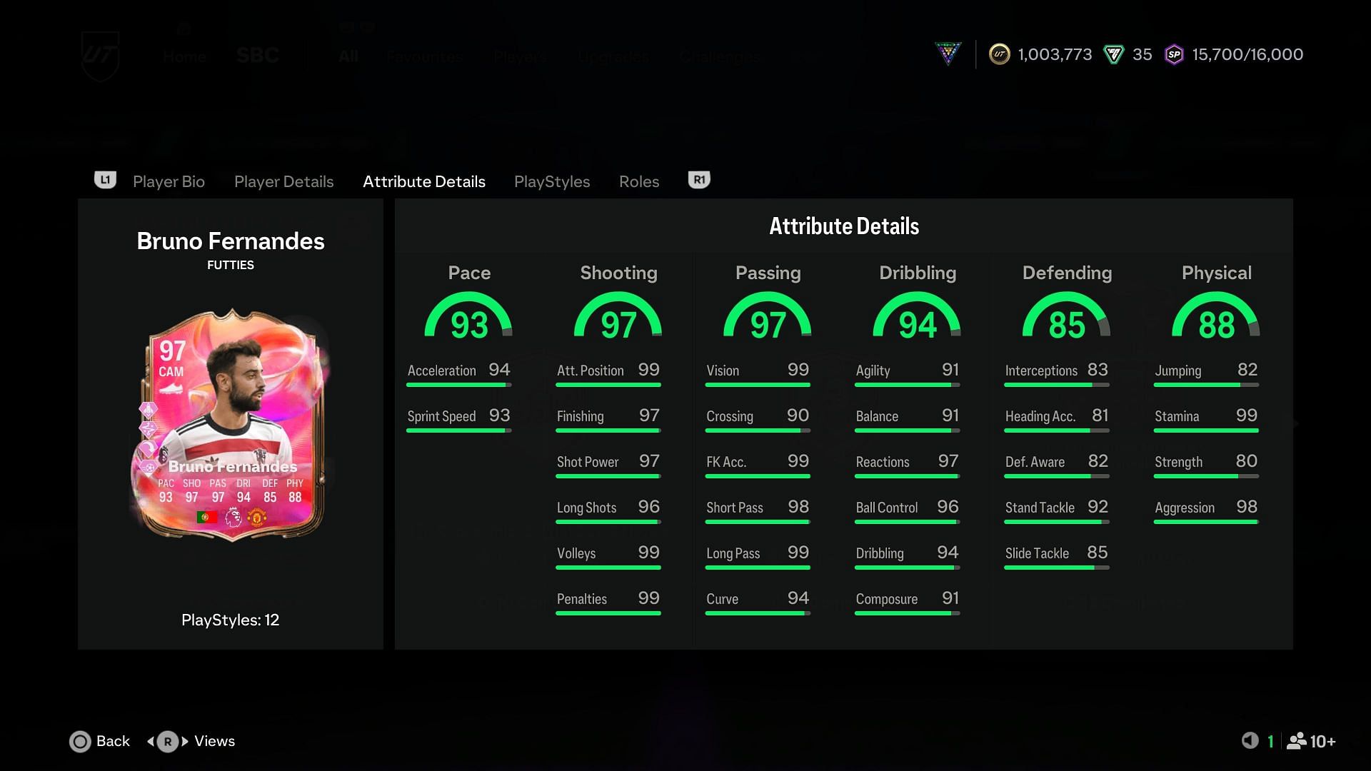 The stats (Image via EA Sports)
